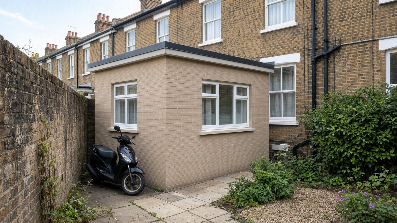Victorian terrace side-return modular extension with punched windows